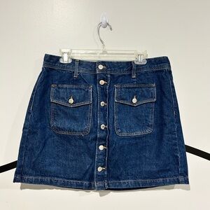 14 Loft denim blue jean button pocket skirt a-line